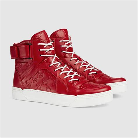 gucci mens shoes red high-top sneaker|men's gucci 1977 sneaker.